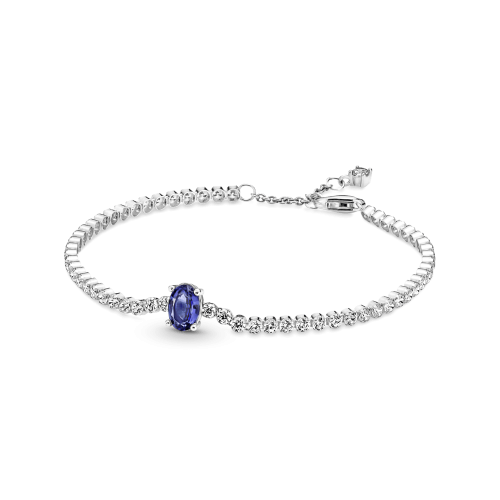 Pulseira Riviera Prata 925 & Zirconia Oval luxo Azul 