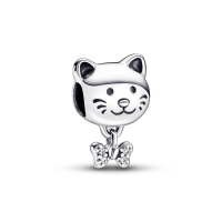 Berloque Gatinho de Gravata Cravejado Prata 925 Berloque Gatinho de Gravata Cravejado Prata 925