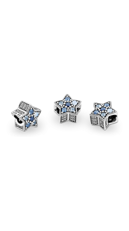 Berloque Estrela Cravejada Azul zirconias Prata 925