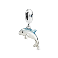 Berloque Golfinho Prata 925 Esmalte Azul 