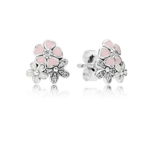  Brincos   Flores  Em Prata 925 e Zirconais Brancas 
