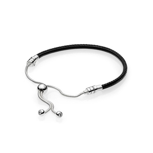 Bracelet  ( inspirad) ajustavel couro e  Prata 925