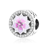 BE-145 Berloque Flor de Cereja Vintage Prata e Zirconias BE-145 Berloque Flor de Cereja Vintage Prata e Zirconias