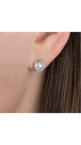 Brincos Coração Luxuoso em Prata e Zirconias