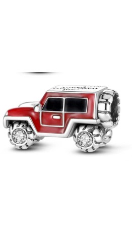 Berloque Carro Jeep Vermelho Prata 925