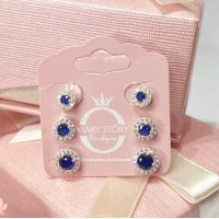 Trio de Brincos Cravejados Prata 925