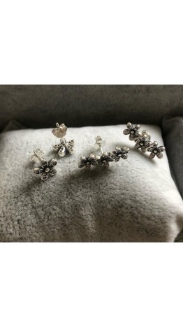 Brincos Flor Bem Me  Quer em Prata 925e Zirconias Brancas 