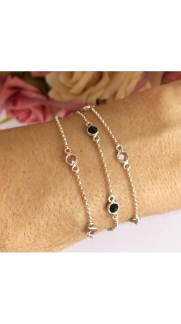  Pulseira em Prata 925 e zirconias Preta 