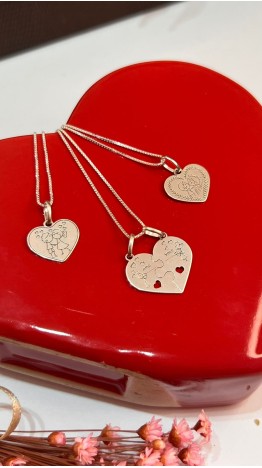 Gargantilha Casal Romantico Prata 925