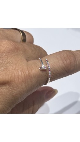 Anel Prego Cravejado Zirconias Coloridas Prata 925