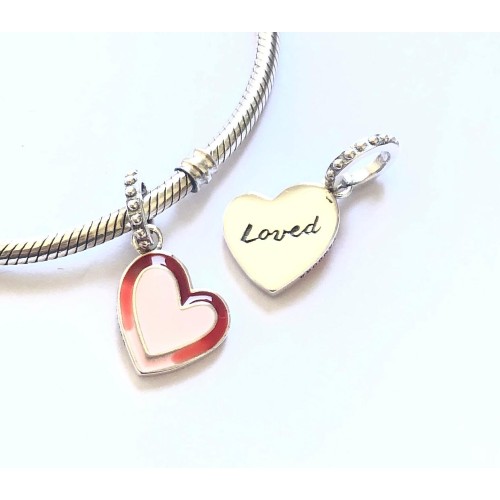 PG-222 Pingente Love Prata 925  & Esmalte 