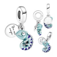 Berloque Camaleão Prata e Esmalte Berloque Camaleão Prata e Esmalte