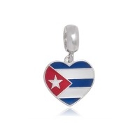PG-157 Pingente I Love Cuba em Prata e Esmalte