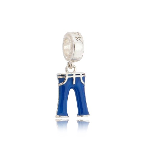 PG-71 Pingente Calça Jeans em Prata e Esmalte