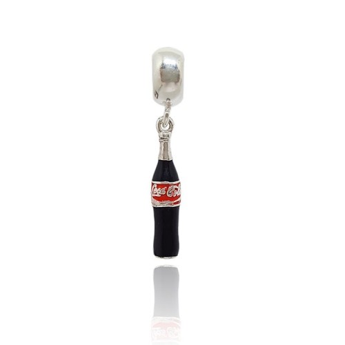 Pingente  Garrafa Coca-Cola Prata e esmalte
