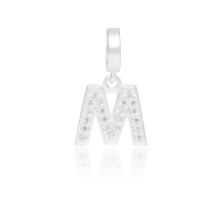 PG-202 Pingente Letra M em Prata e Zirconias PG-202 Pingente Letra M em Prata e Zirconias