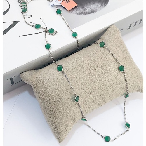 Gargantilha Riviera Zirconias Verdes Esmeralda Prata 925