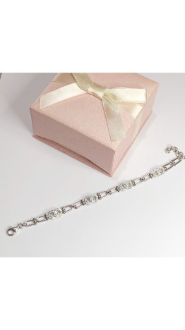 Pulseira Cravejada Ellos Tf com zirconias Brancas Prata 925
