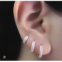 Brincos  Argola Trio Zirconias Prata 925