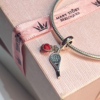 Berloque Raquete Tennis  com Bolinha Prata 925 