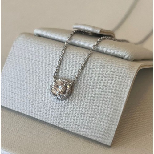 GARGANTILHA FLOR   MOISSANITE 0.5CT PRATA 925 