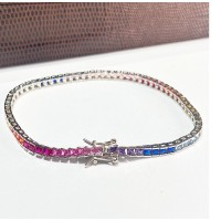 Pulseira Riviera Prata 925 Zirconias Coloridas 