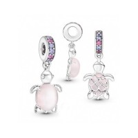 Berloque Tartaruga Rosa Prata 925 Berloque Tartaruga Rosa Prata 925