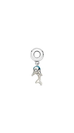 Berloque Golfinho Prata 925 Esmalte Azul 