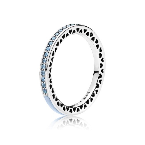 Anel /Aliança Prata 925 /Esmalte e Zirconias Azul