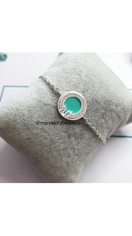 Pulseira Tf cor verde com zirconias Prata 925