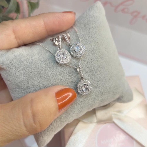 Conjunto Brincos & Gargantilha Prata 925
