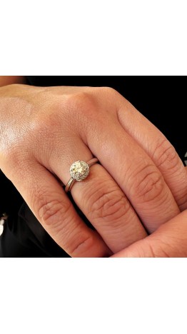 ANEL MOISSANITE SOLITÁRIO FLOR 0.5CT PRATA 925 RODIO