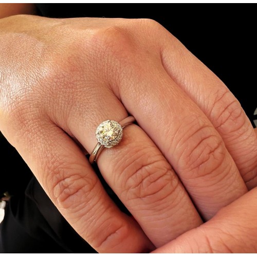 ANEL MOISSANITE SOLITÁRIO FLOR 0.5CT PRATA 925 RODIO