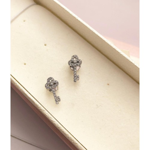 Brincos Luxuosa Chaves Cravejadas  Tf Prata 925
