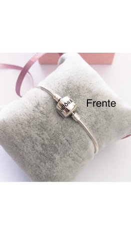 PL-24 Pulseira Flexível Fecho Zirconias Brancas / Prata 925