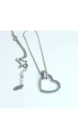 Gargantilha Coração Cravejado color Prata 925 & Zirconias 