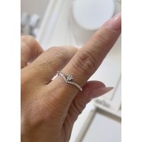  Anel Clássico com Zirconias Brancas Prata 925