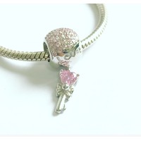 BE-205 Berloque Linda Chave Love Prata e Zirconias BE-205 Berloque Linda Chave Love Prata e Zirconias