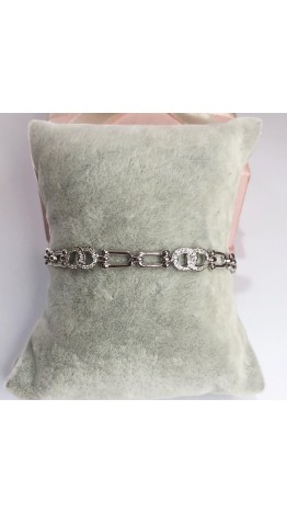 Pulseira Cravejada Ellos Tf com zirconias Brancas Prata 925