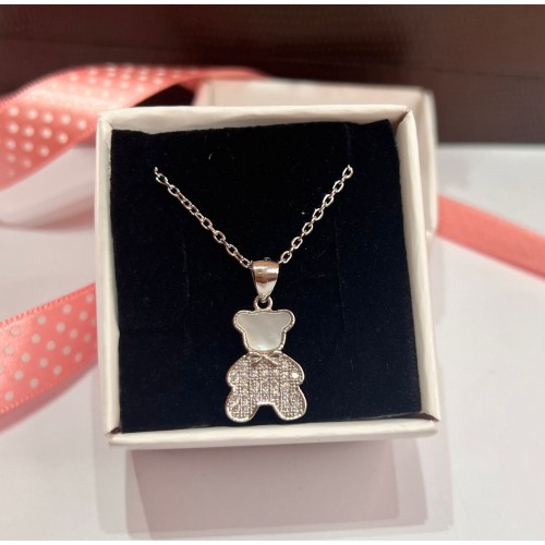 Gargantilha Urso Cravejado Prata 925