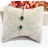 Bracelete Ponteiras Zirconias luxo Verde Esmeralda prata 925 Bracelete Ponteiras Zirconias luxo Verde Esmeralda prata 925