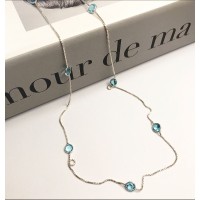 Gargantilha Riviera Azul Tiffany Prata 925 Zirconais Gargantilha Riviera Azul Tiffany Prata 925 Zirconais