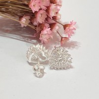 Brincos Coração cravejado Baguete Prata 925 Brincos Coração cravejado Baguete Prata 925