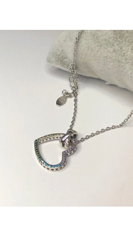 Gargantilha Coração Cravejado color Prata 925 & Zirconias 