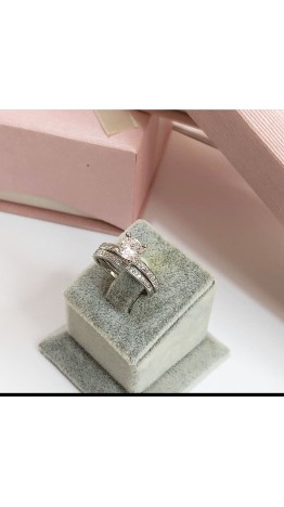 Anel Aparador Conjunto ( 2 peças ) Prata 925 & Zirconias 