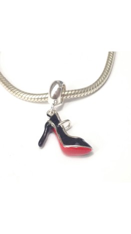 PG-324 Pingente Sapato Louboutin Prata925 e Esmalte.