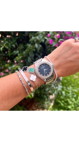 Pulseira  Van C. Trevo Prata 925  Murano 
