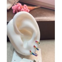 Brincos Argolas Trio Cravejado Prata 925 Brincos Argolas Trio Cravejado Prata 925