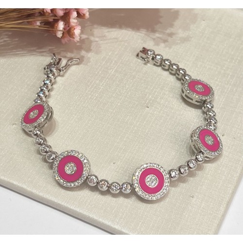 Pulseira Olho Grego Riviera  ROSA PINK 