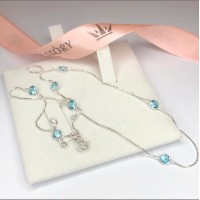 G-43 Gargantilha Tf Prata 925 Zirconias Azul  G-43 Gargantilha Tf Prata 925 Zirconias Azul